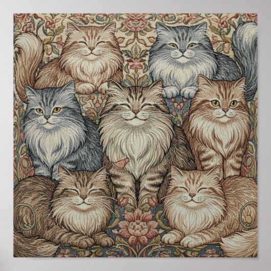Vintage Cat Tapestry Poster (Voorkant)