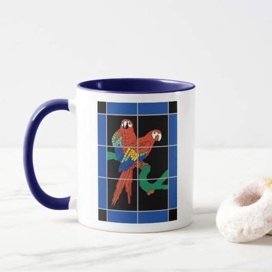 Vintage Catalina Island Red Parros Tile Mural Mug (Avec donut)
