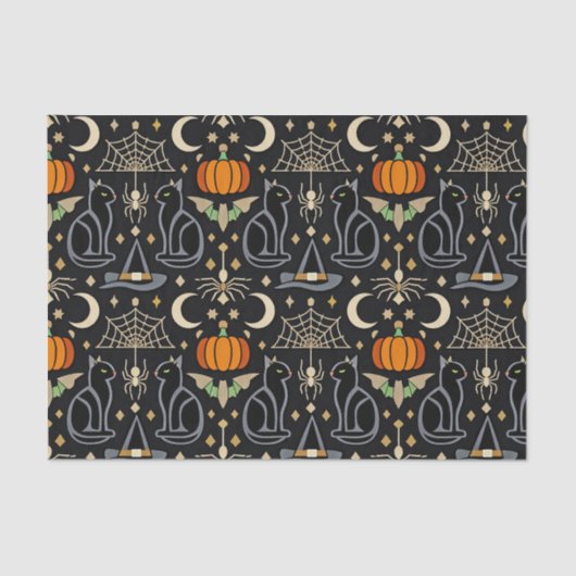 Vintage Cats Art Deco Halloween Tissuepapier (Voorkant)