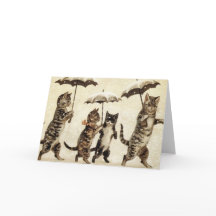 Vintage Cats Walking in the Snow.