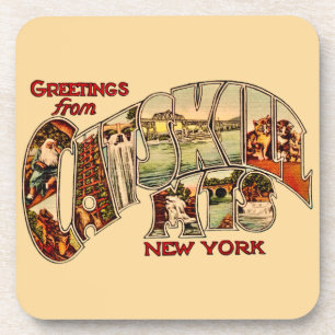Vintage Catskill Mtns Coaster Set Bier Onderzetter