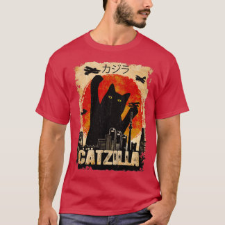Vintage Catzilla Funny Black Cat T-shirt