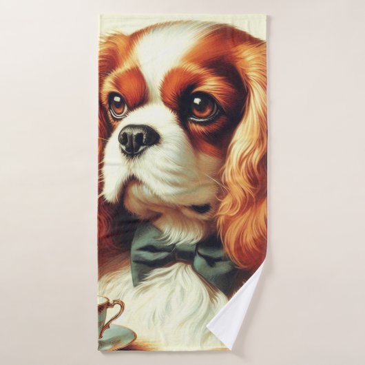 Vintage Cavalier King Charles Peinture espagnole (Serviette de bain)