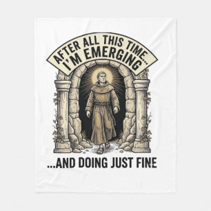 Vintage Cave Humor Gravure Grafisch Shirt Ontwerp_ Fleece Deken