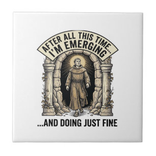 Vintage Cave Humor Gravure Grafisch Shirt Ontwerp_ Tegeltje