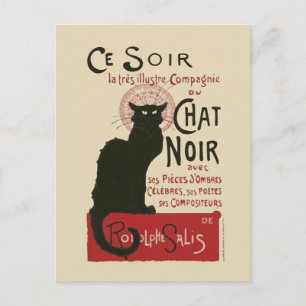 Vintage Ce Soir Le Chat Noir Poster Briefkaart