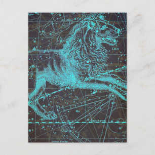 Vintage Celesstial Blue Lion Briefkaart