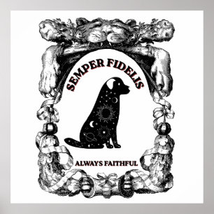 Vintage Celestial hondposter Semper Fidelis Poster