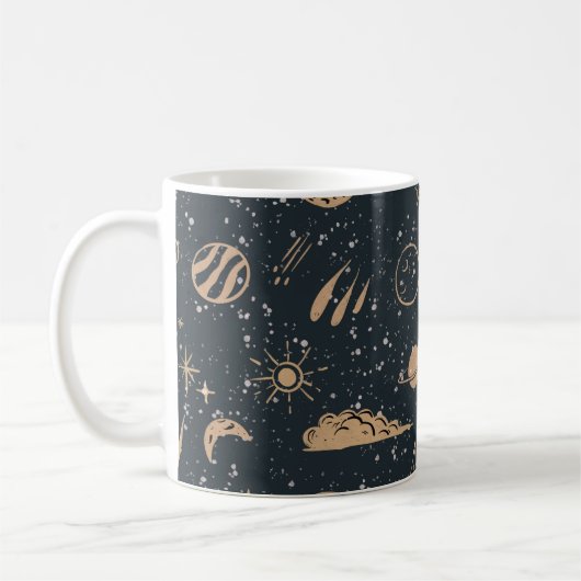 Vintage Celestial Space Pattern Koffiemok (Links)