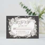 Vintage Cerisâtre Oval Floral Mariage RSVP Réponse (Debout devant)