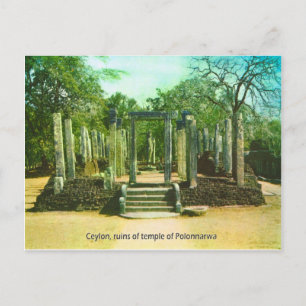 Vintage Ceylon, tempelruïnes van Polonnarwa Briefkaart