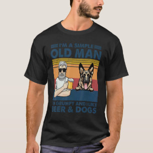 Vintage chagrijnige oude man houdt van bier en Dui T-shirt