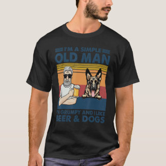 Vintage chagrijnige oude man houdt van bier en Dui T-shirt