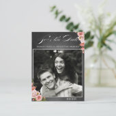 Vintage Chalkboard Boho Floral wedding  Briefkaart (Staand voorkant)