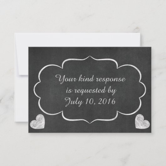 Vintage Chalkboard Coeur Mariage RSVP (Devant)