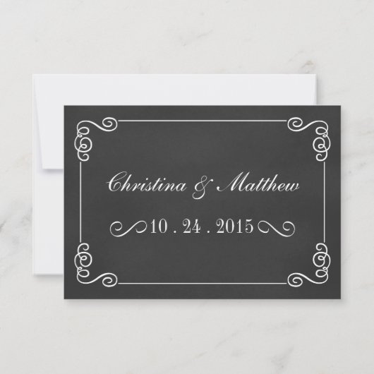 Vintage Chalkboard Elegant Mariage RSVP (Dos)