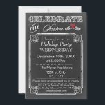 Vintage Chalkboard Fête de vacances Invitation<br><div class="desc">Chalkboard Célébrez la saison,  baies sèches,  Dîner de Noël,  Fête de Noël Invitation</div>