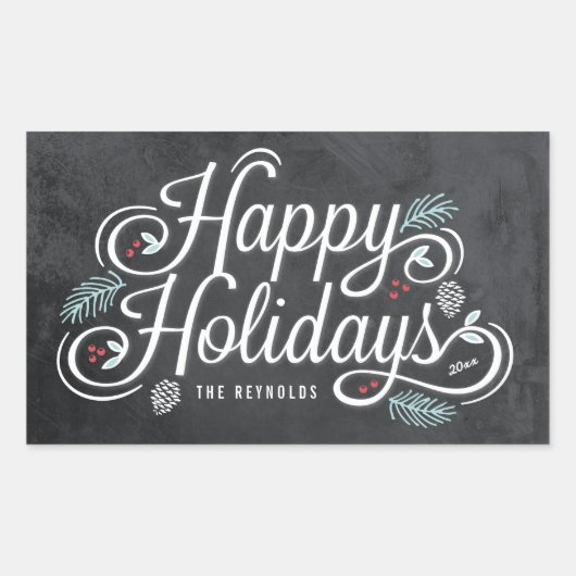 Vintage Chalkboard Happy Holidays Stickers (Devant)