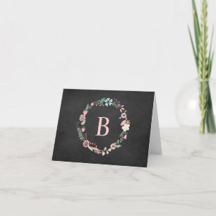 Vintage Chalkboard Monogramme Floral Wreath