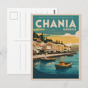vintage Chania Griekenland stranden cadeaus souven Briefkaart