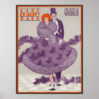 Vintage Charity Ball Advertisement Poster