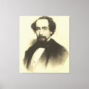 Vintage Charles Dickens Portrait Canvas Afdruk