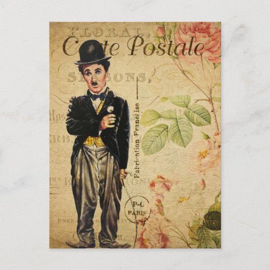 Vintage Charlie Chaplain Carte française Postale (Devant)