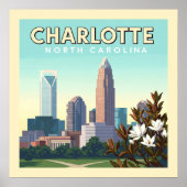 Vintage Charlotte North Carolina Poster (Voorkant)