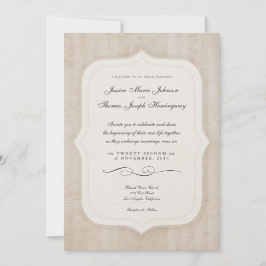 Vintage Charm Cream Monogramme Mariage Invitations (Devant)