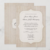 Vintage Charm Cream Monogramme Mariage Invitations (Devant / Derrière)