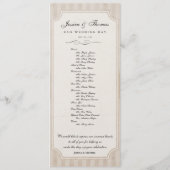 Vintage Charm Custom Cream Wedding Programme (Dos)