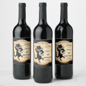 Vintage Chat noir Étiquette de vin personnalisé (Bouteilles)