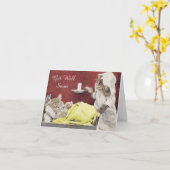 Vintage Chat Se Bien Bientôt Carte De Voeux (Fleur jaune)