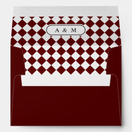 Vintage Check Checkered Monogram Wedding Envelope Envelop