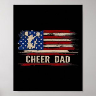 Vintage Cheer Papa Amerikaanse Vlag Cheerleadingda Poster