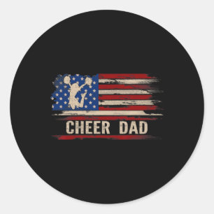 Vintage Cheer Papa Amerikaanse Vlag Cheerleadingda Ronde Sticker