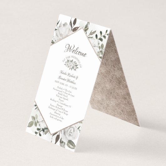 Vintage Cherish Floral Mariage programme de cérémo (Front)