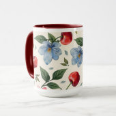 Vintage Cherry and Floral Coffee Mug (Devant gauche)
