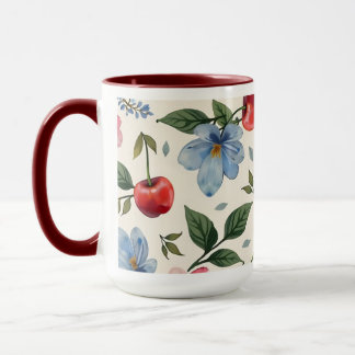 Vintage Cherry and Floral Coffee Mug Mok