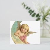 Vintage Cherub en Cresent Moon Briefkaart (Staand voorkant)