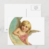 Vintage Cherub en Cresent Moon Briefkaart (Voorkant / Achterkant)