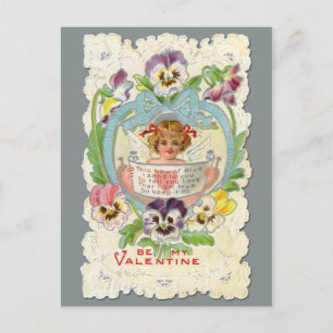 Vintage Cherub en Pansies Valentijn Briefkaart