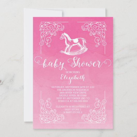 Vintage Cheval Filles Baby shower Invitation (Devant)
