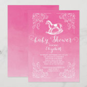 Vintage Cheval Filles Baby shower Invitation (Devant / Derrière)