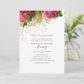 Vintage Chic Bloem 50e trouwjubileum Kaart (Staand voorkant)