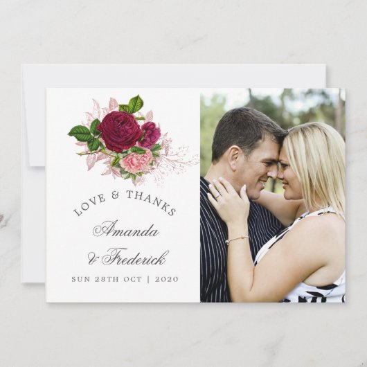 Vintage Chic Blush et Burgundy Mariage Merci (Devant)