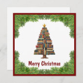 Vintage Chic Fun Kleurrijke Kerst Boek Boom Feestdagenkaart (Voorkant / Achterkant)