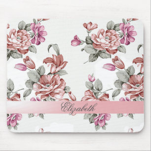 Vintage Chic Meisjesachtige Bloemen-Personaliseerb Muismat