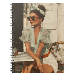Vintage Chic Mode Vrouw Spiraal Notebook Notitieboek