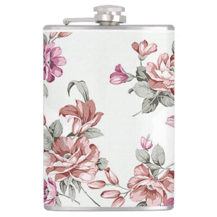 Vintage Chic Shabby Meisjesachtige Bloemen Heupfles